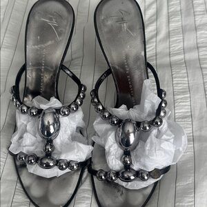 Giuseppe Zanotti Metallic Silver Embellished Sandals